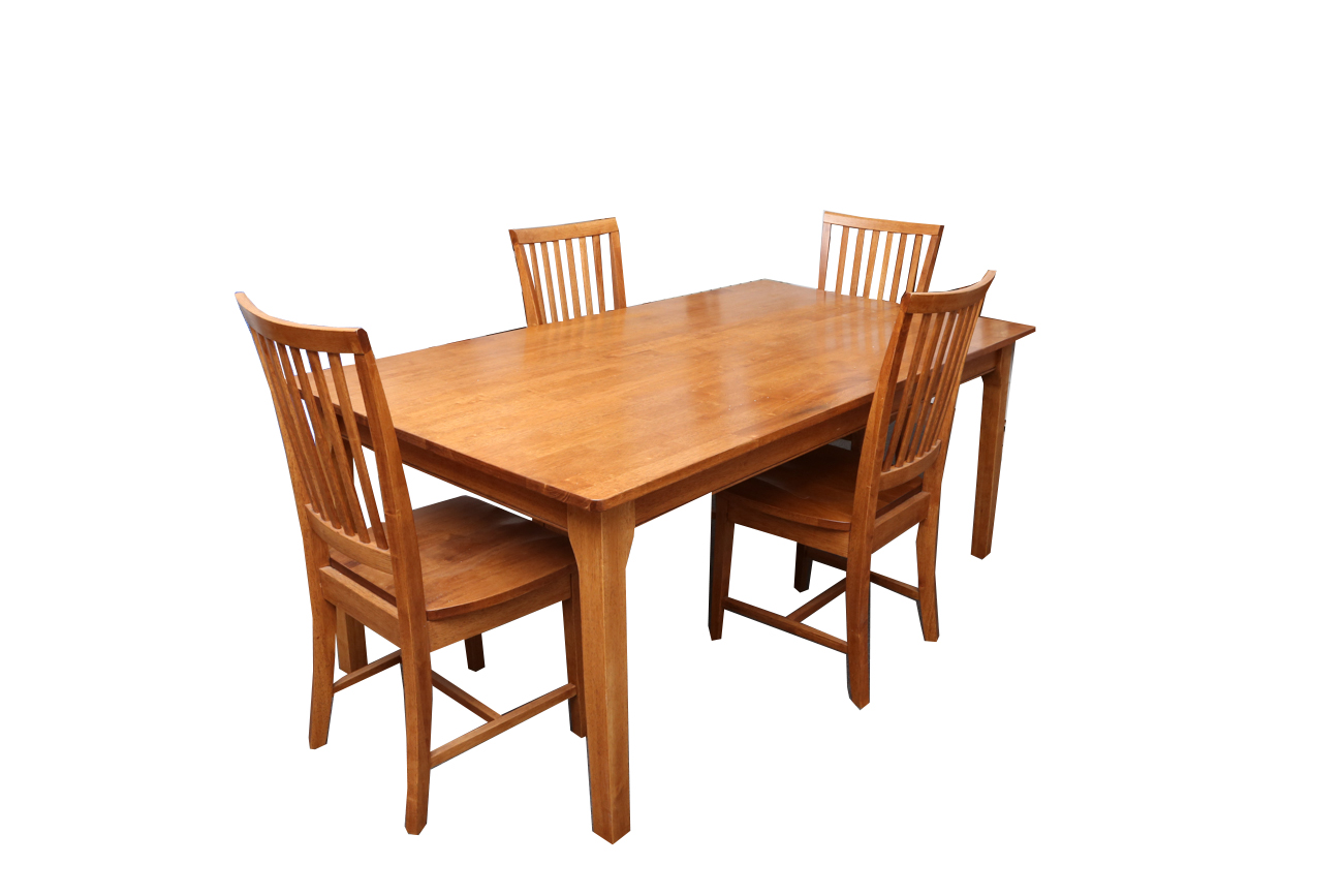 Arts And Crafts Style Oak Dining Table With Four Chairs