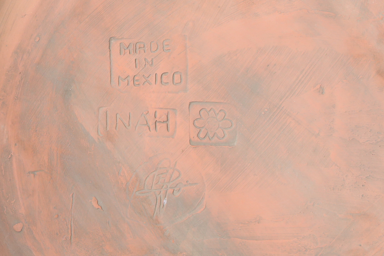 Pair Of Handmade Ceramic Aztec Calendar Wall Plaques