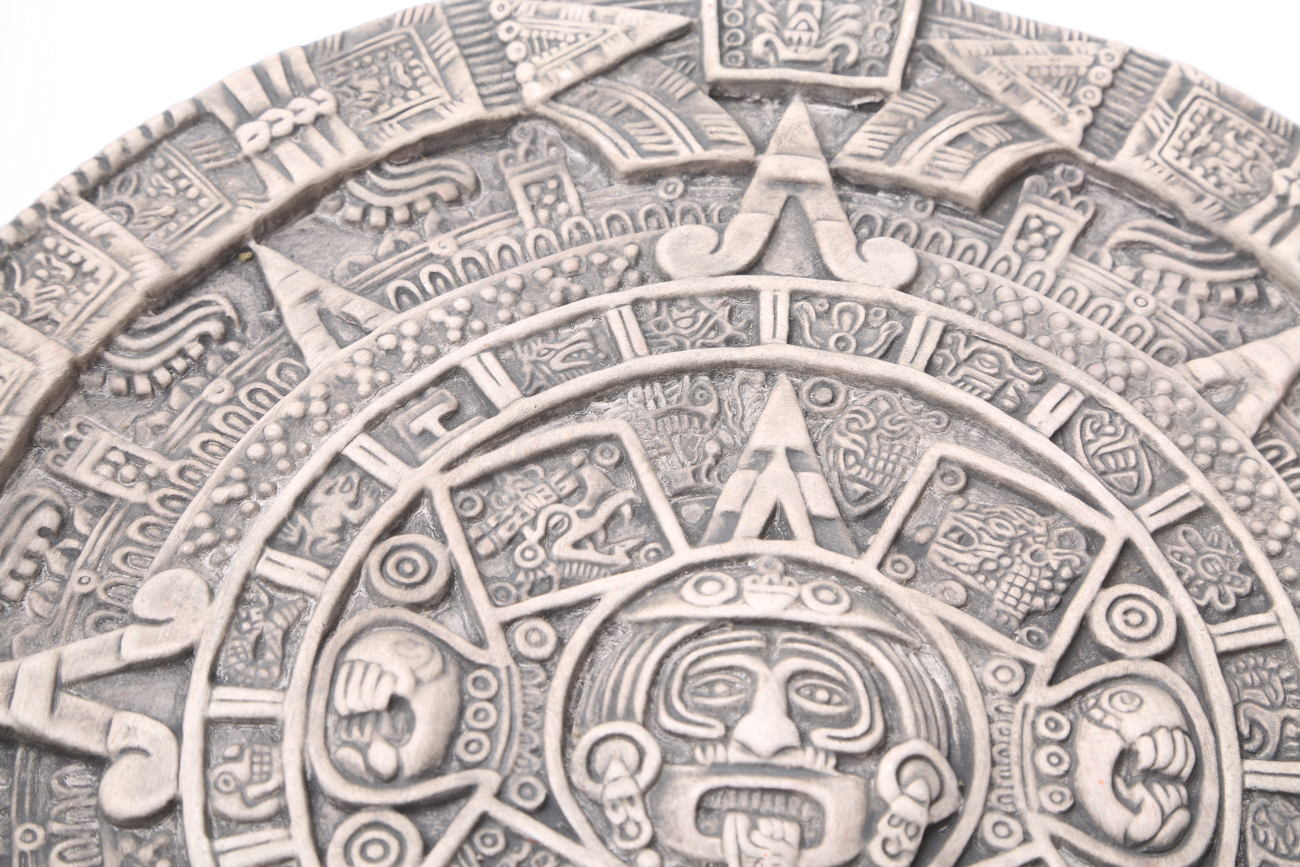 Pair Of Handmade Ceramic Aztec Calendar Wall Plaques