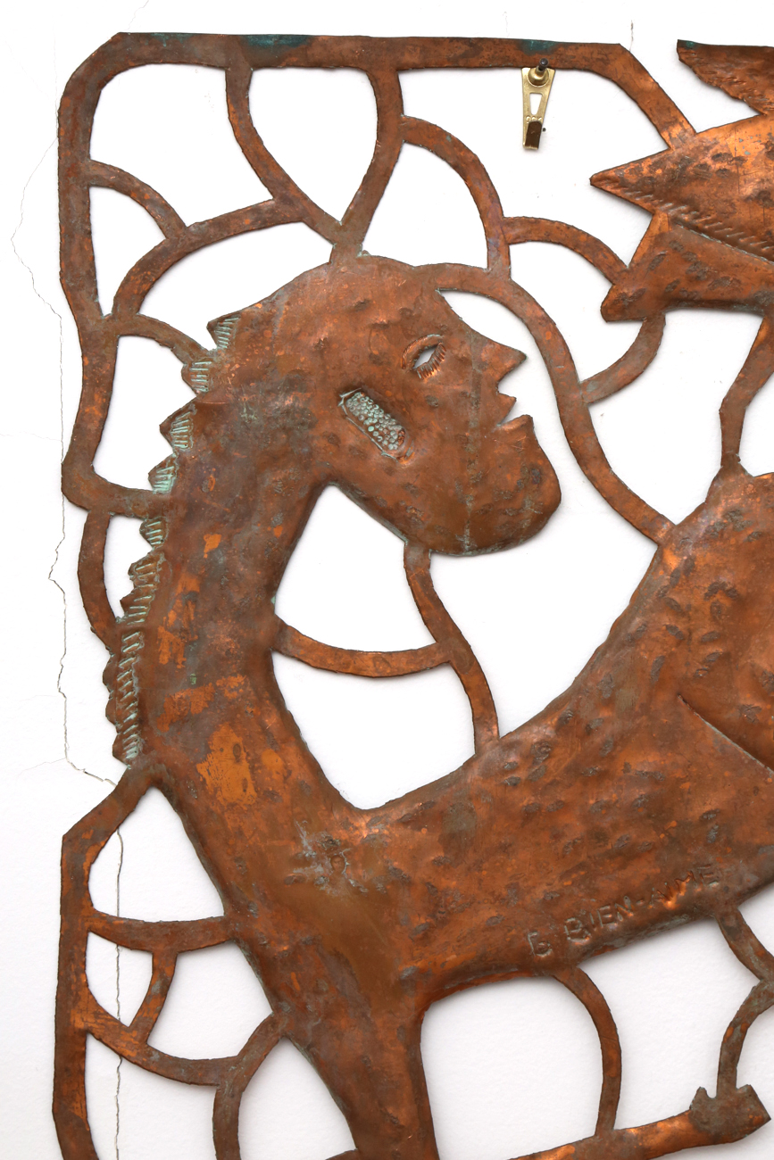 Gabriel Bien-Aime Copper Folk Art Wall Sculpture