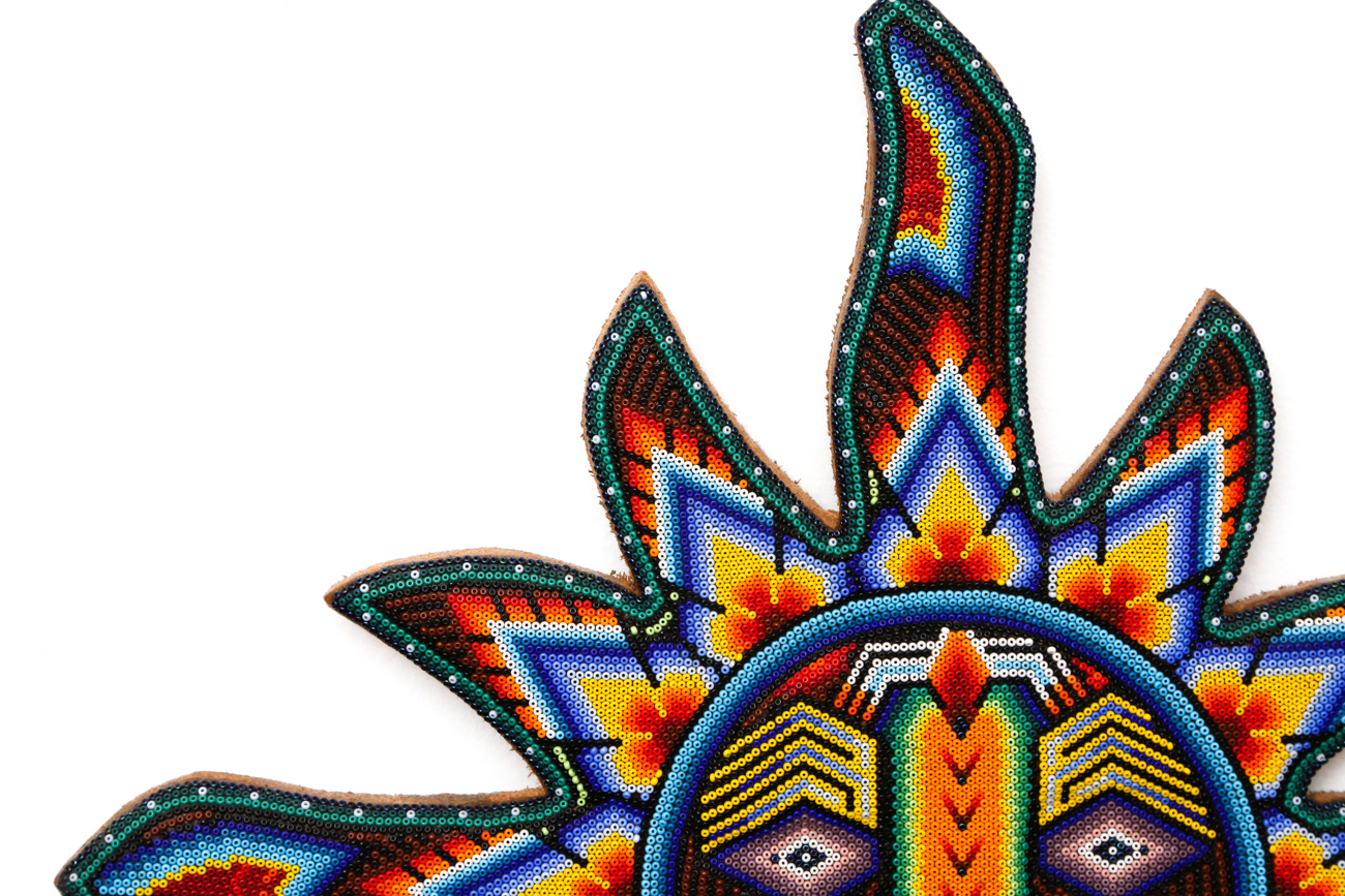 Hand Beaded Mexican Huichol Sun Wall Decor