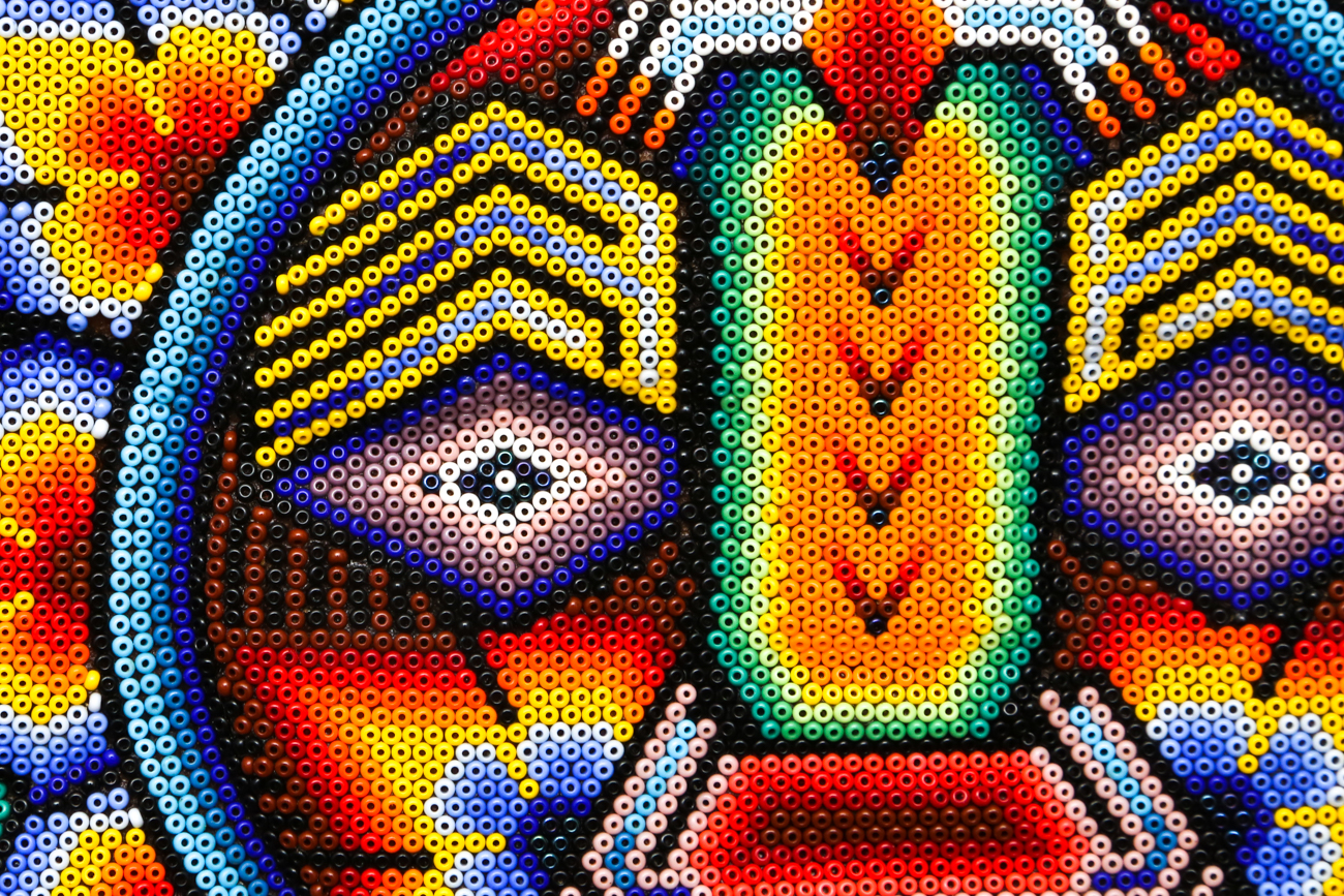 Hand Beaded Mexican Huichol Sun Wall Decor