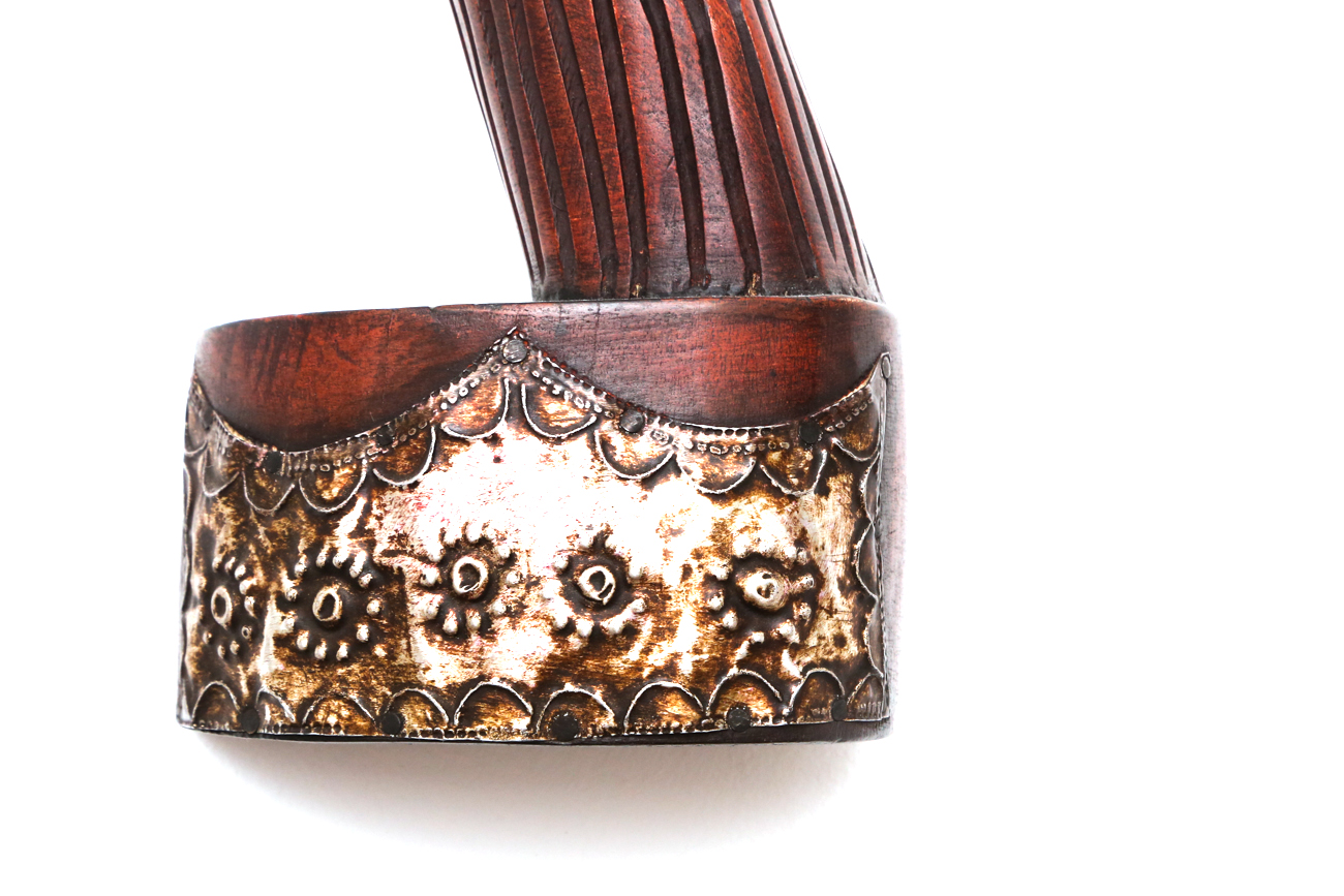 Pair Of Hanging Carved African Busts With Metal Accents