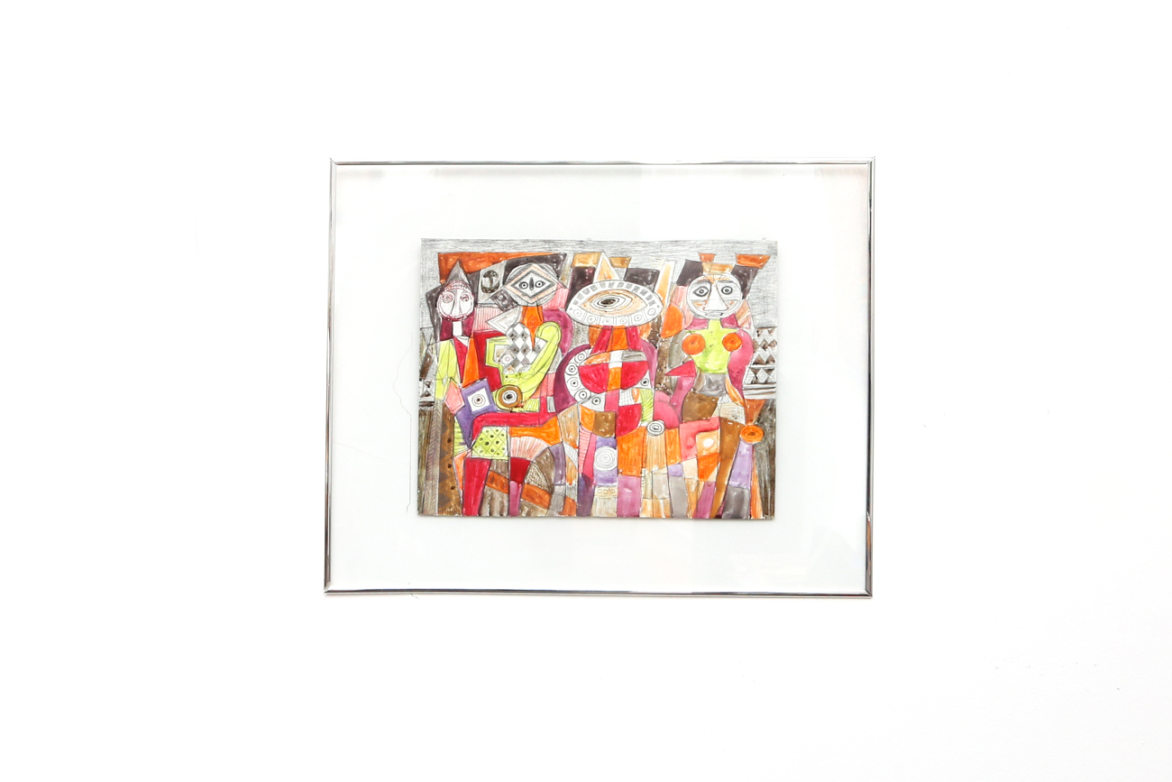Martin Rosenthal Abstract Cubist Style Mixed Media Painting