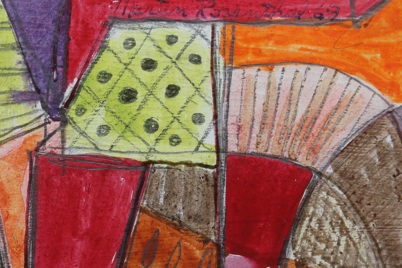 Martin Rosenthal Abstract Cubist Style Mixed Media Painting