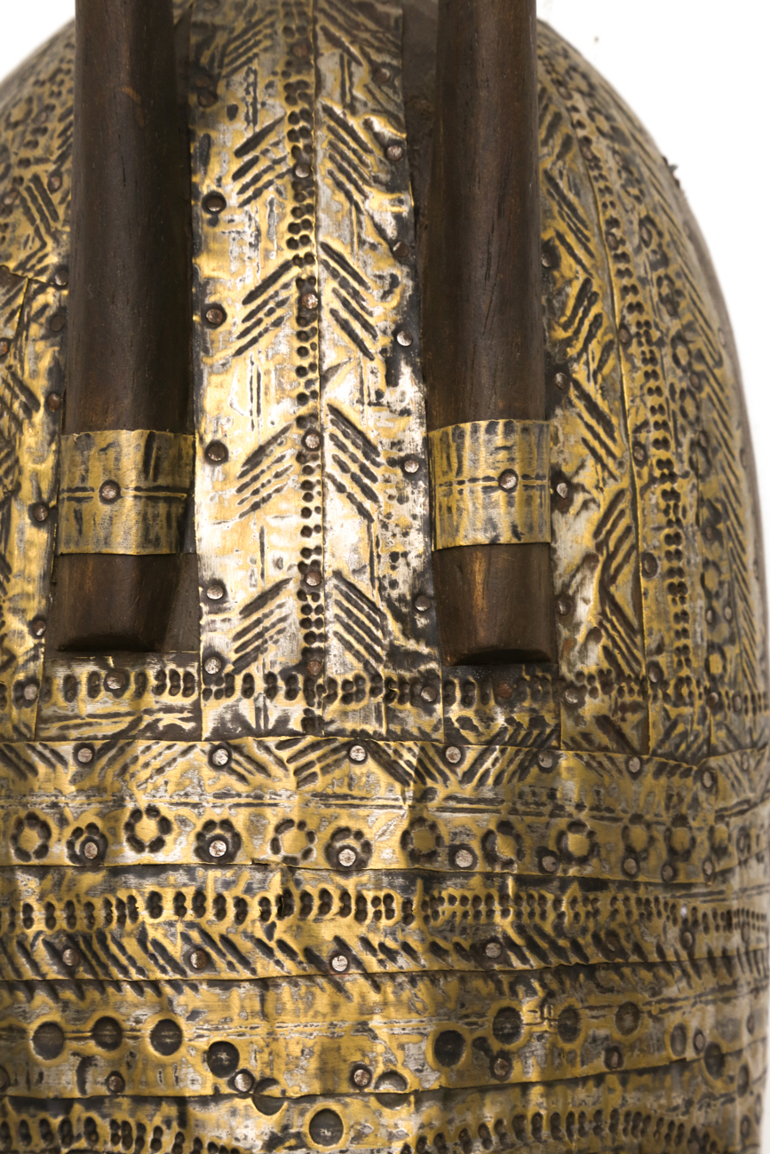 Pair Of African Inspired Masks With Metal Accents