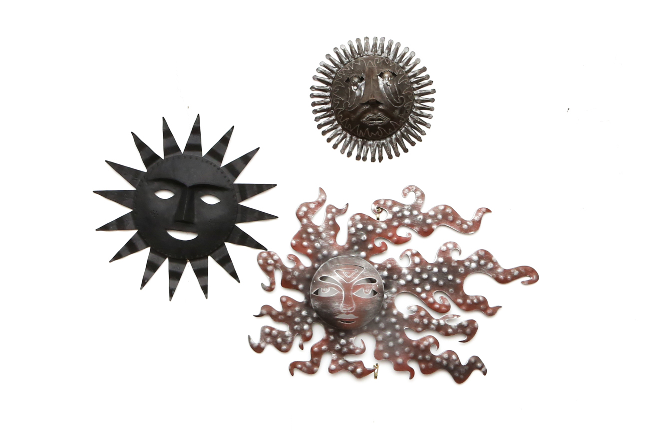 Grouping Of Sun Themed Metal Wall Decor