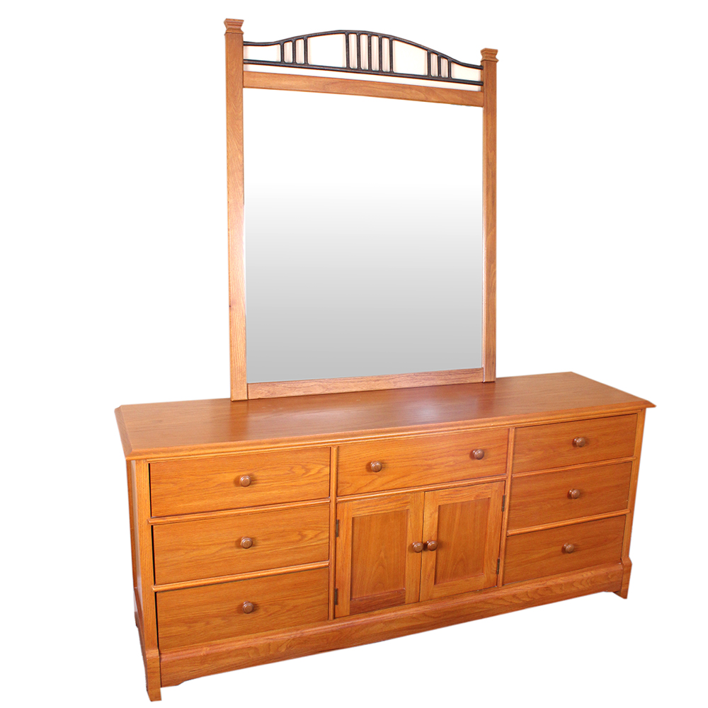 Oak Dresser and Mirror by Thomasville