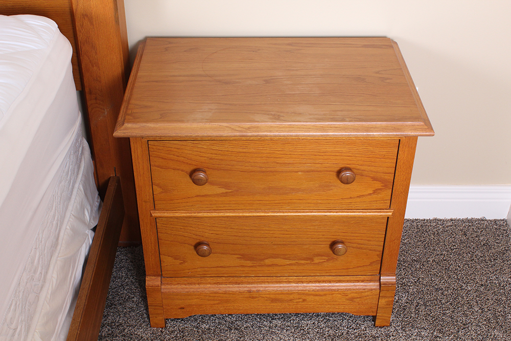 Oak Bed and Nightstand by Thomasville