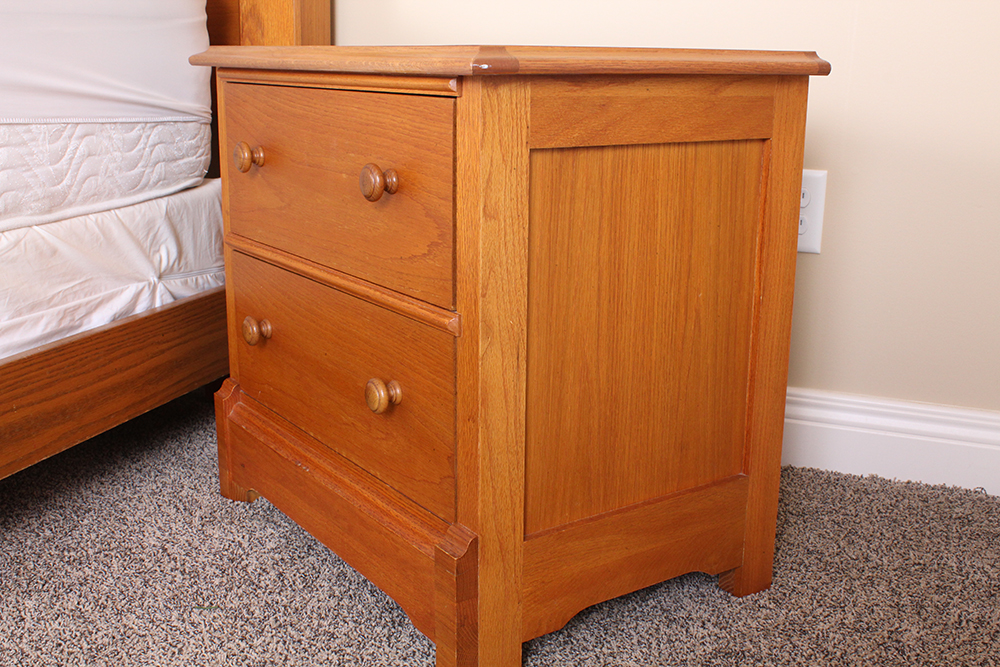 Oak Bed and Nightstand by Thomasville