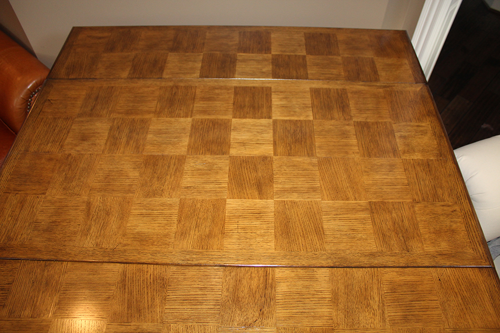 Oak Parquet Lift Top Counter Height Wine Tasting Table