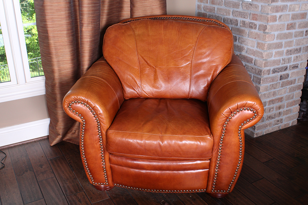 Leather Club Chair and Ottoman by Distinctions Leather