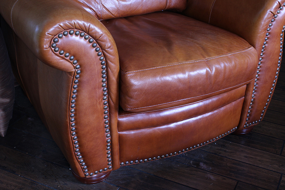Leather Club Chair and Ottoman by Distinctions Leather
