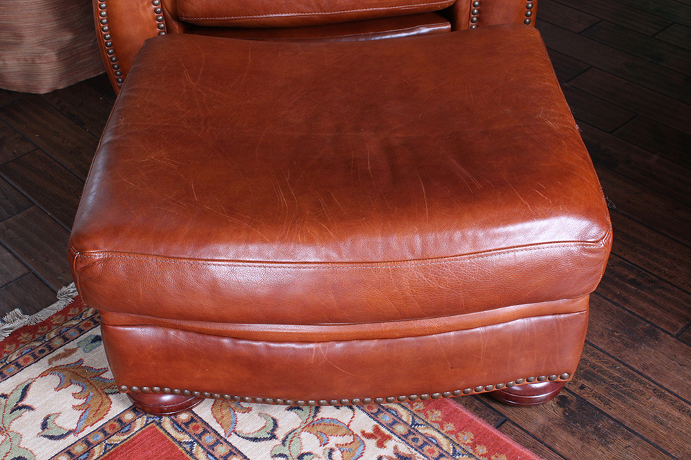 Leather Club Chair and Ottoman by Distinctions Leather