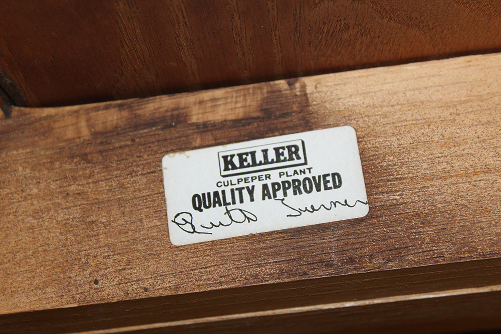 Oak Dining Table and Six Windsor Style Chairs by Keller