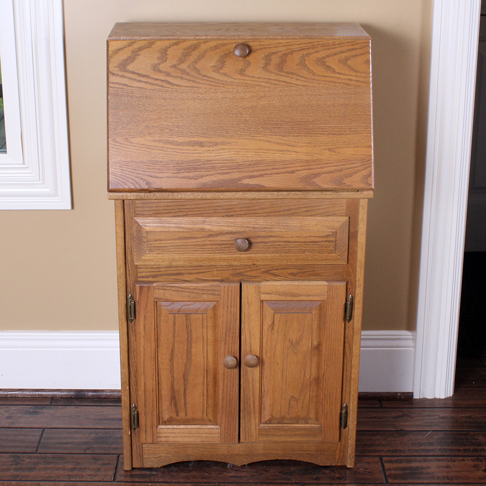 Oak Drop Front Secretary Desk