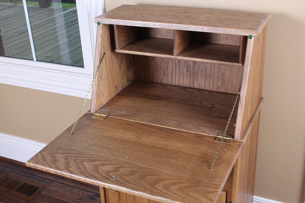 Oak Drop Front Secretary Desk