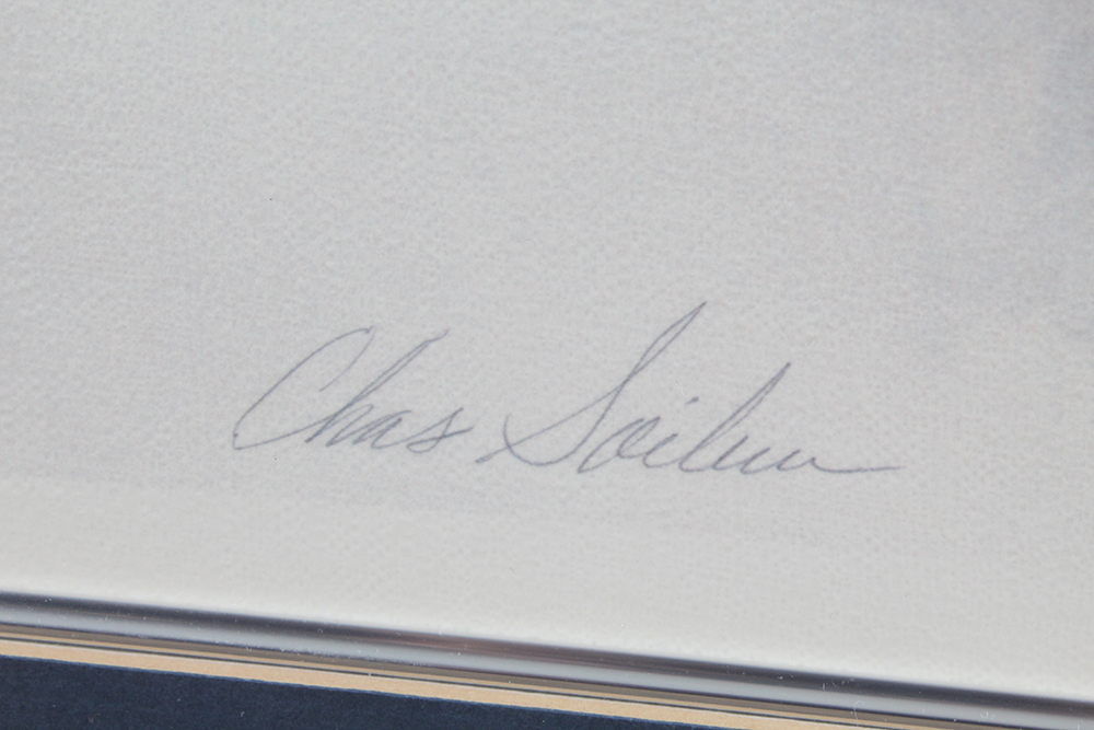 Autographed Print of Dallas Cowboy Quarterback Roger Haubach "Two Minute Warning"