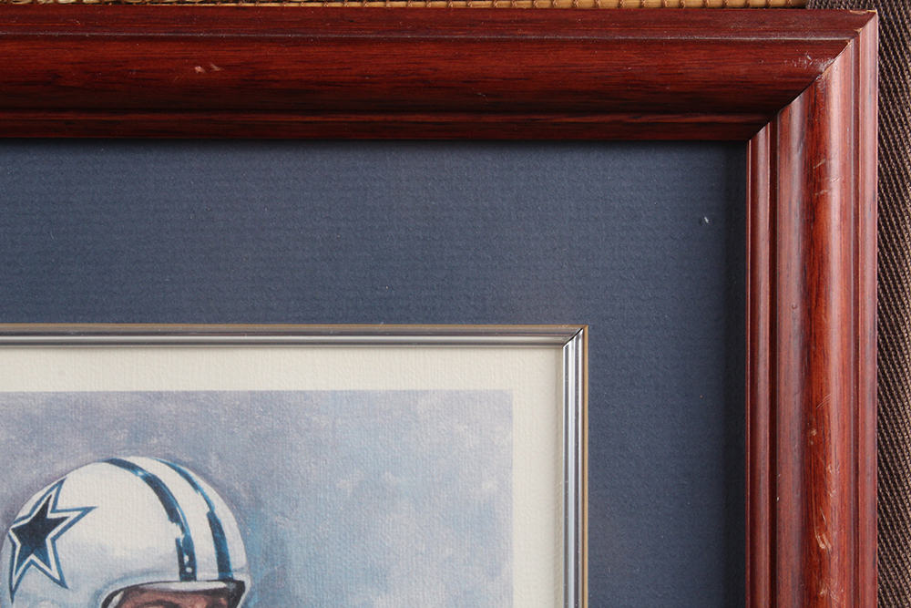 Autographed Print of Dallas Cowboy Quarterback Roger Haubach "Two Minute Warning"