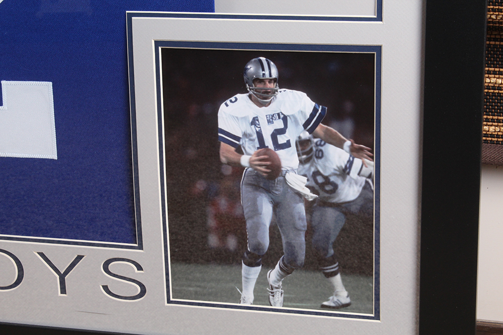 Framed Autographed Dallas Cowboys Roger Staubach Jersey