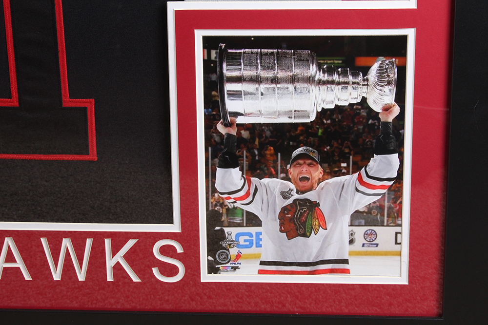 Framed Autographed Jersey of Blackhawks Marian Hossa