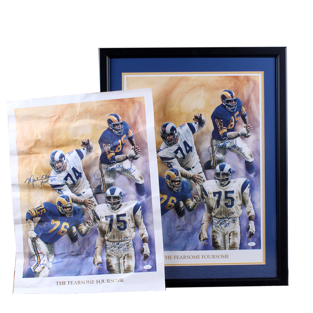 Autographed Print of Los Angeles Rams "The Fearsome Foursome" with COA