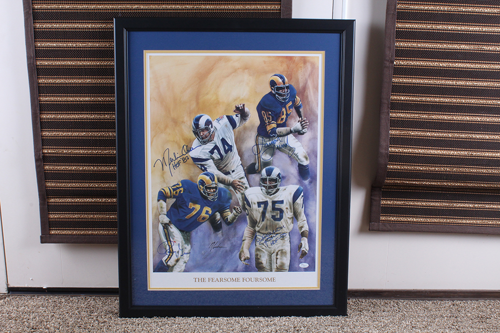 Autographed Print of Los Angeles Rams "The Fearsome Foursome" with COA