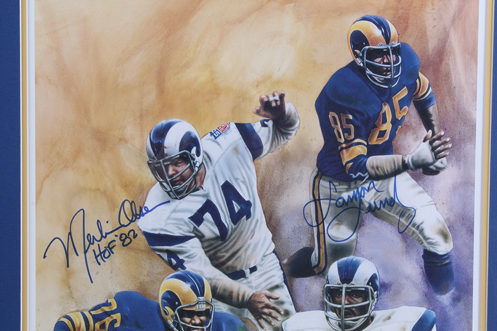 Autographed Print of Los Angeles Rams "The Fearsome Foursome" with COA