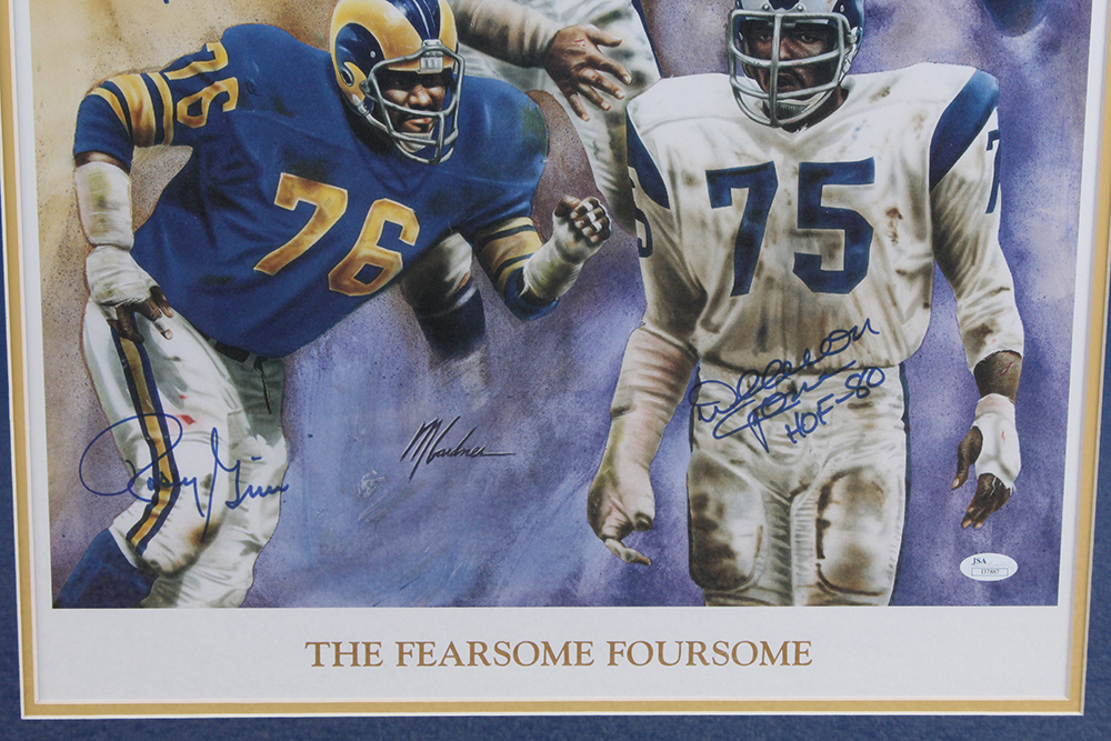 Autographed Print of Los Angeles Rams "The Fearsome Foursome" with COA