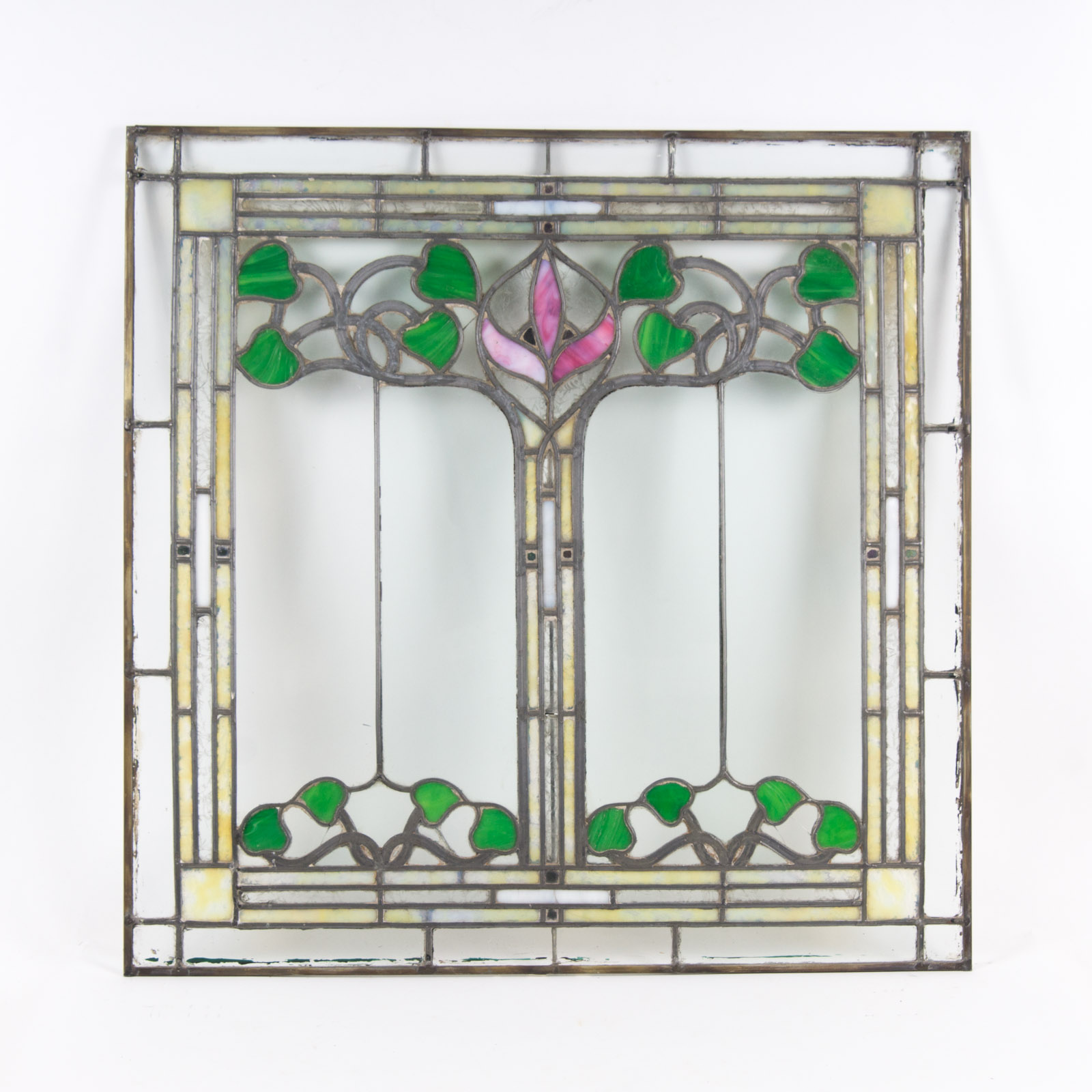 1920s Floral Pattern Stained Glass Window