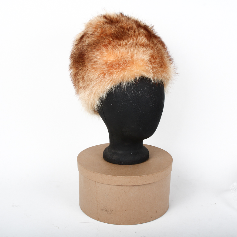 Vintage Fox Fur Hat with Box