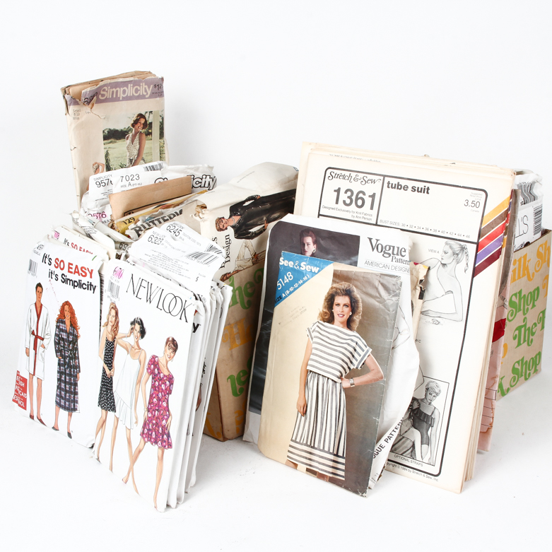Collection of Vintage Fashion Sewing Patterns Including Vogue, Simplicity, McCall's