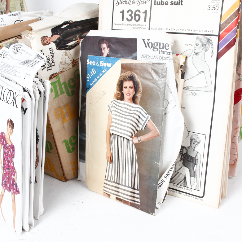 Collection of Vintage Fashion Sewing Patterns Including Vogue, Simplicity, McCall's