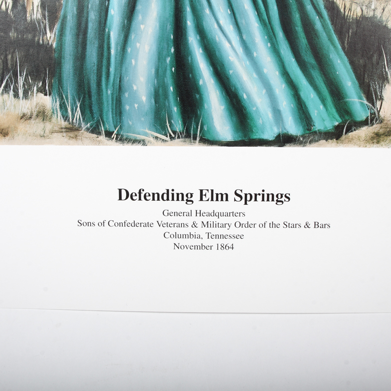 Marvin Stalnaker Offset Lithograph "Defending Elm Springs"