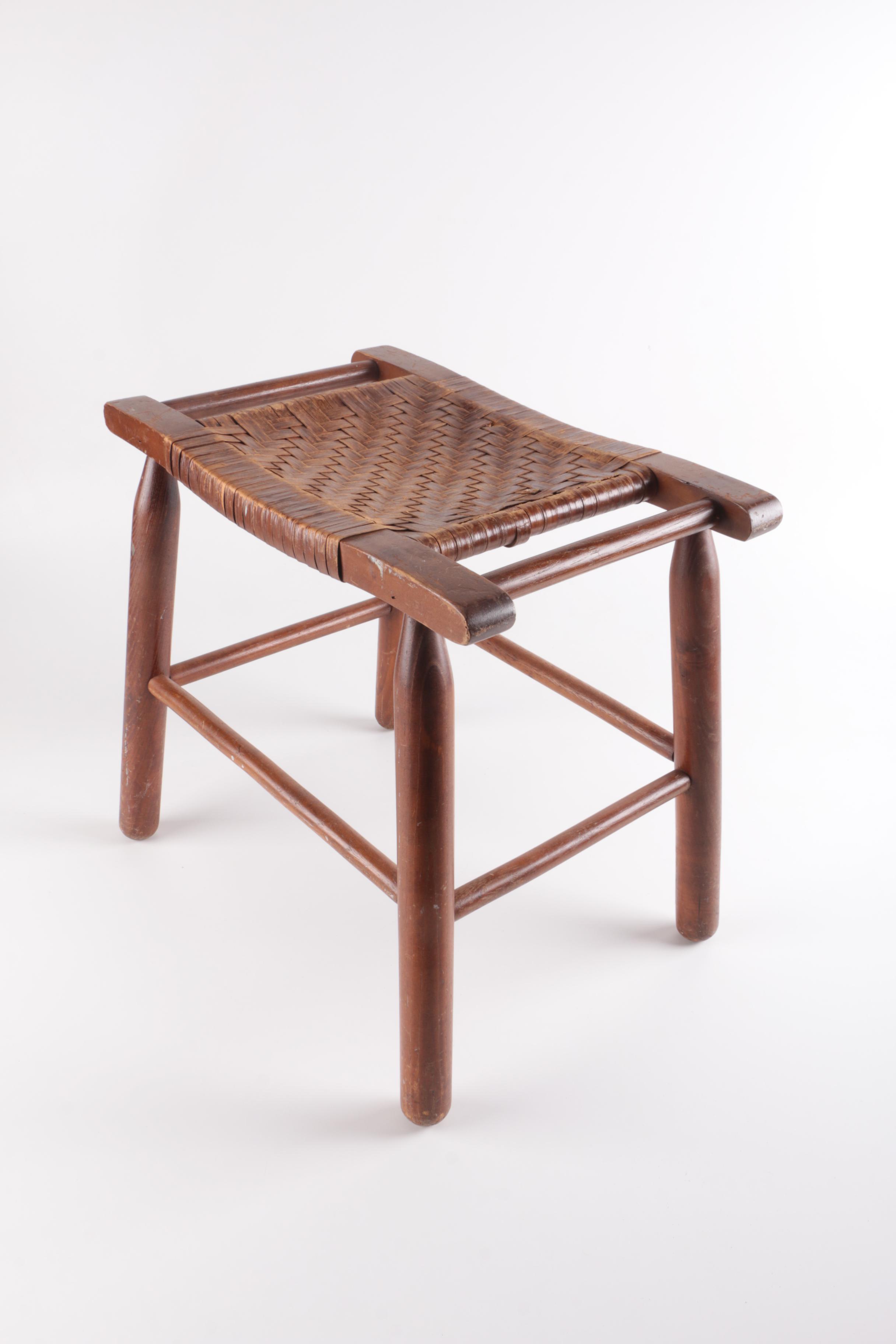 Shaker Style Vintage Woven Footstool