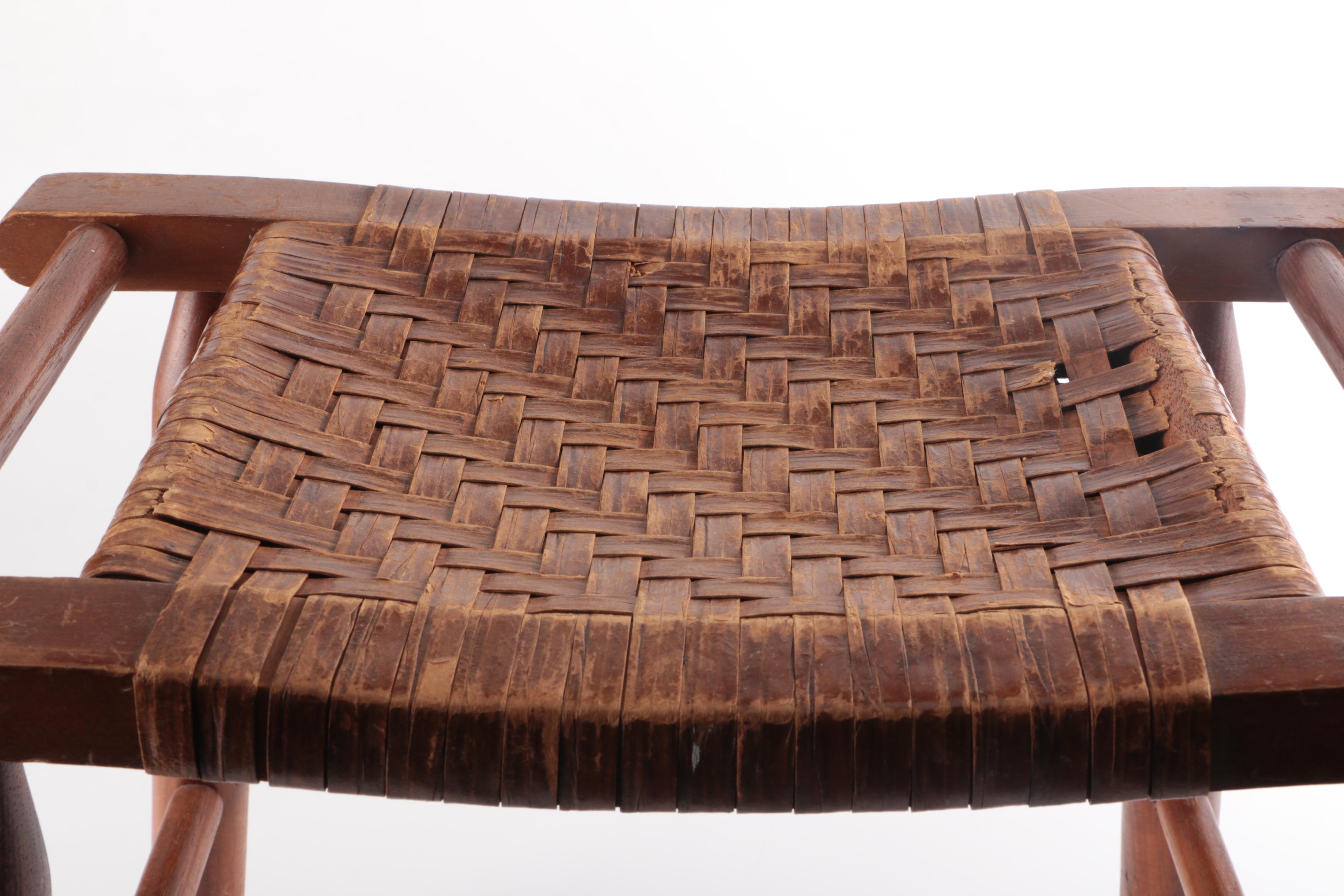 Shaker Style Vintage Woven Footstool