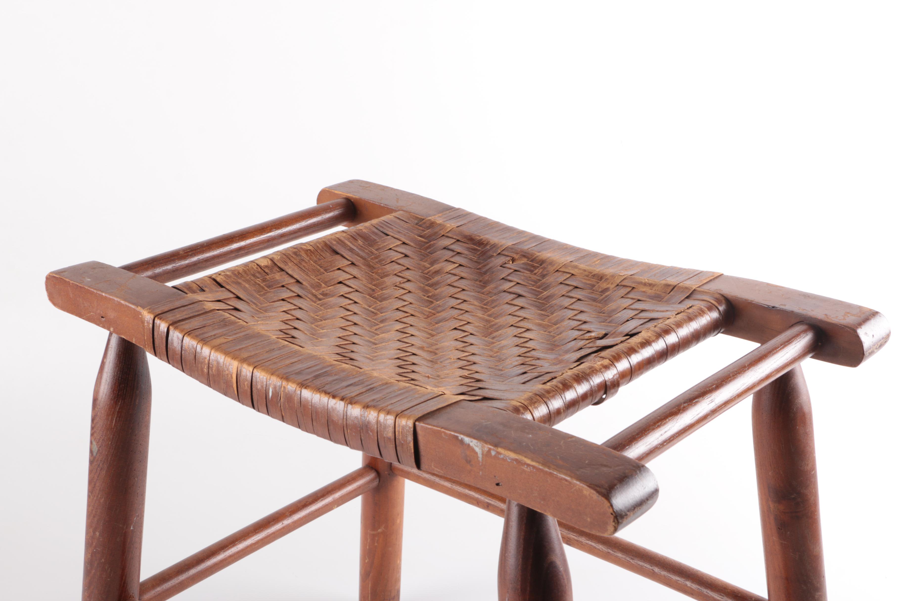 Shaker Style Vintage Woven Footstool