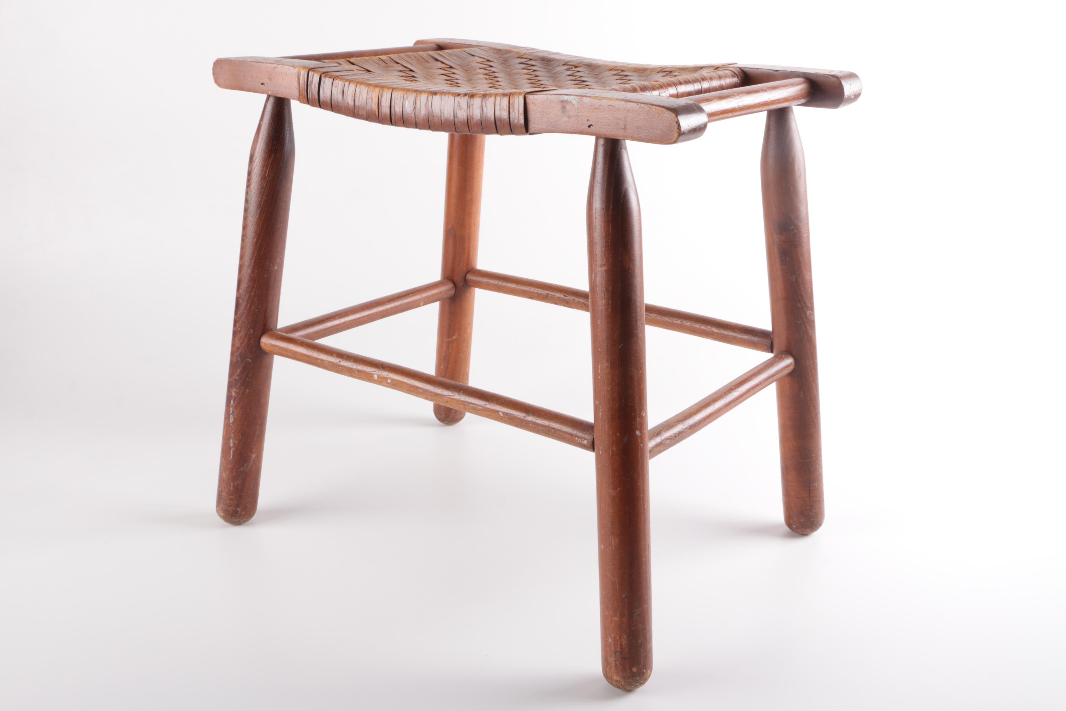 Shaker Style Vintage Woven Footstool