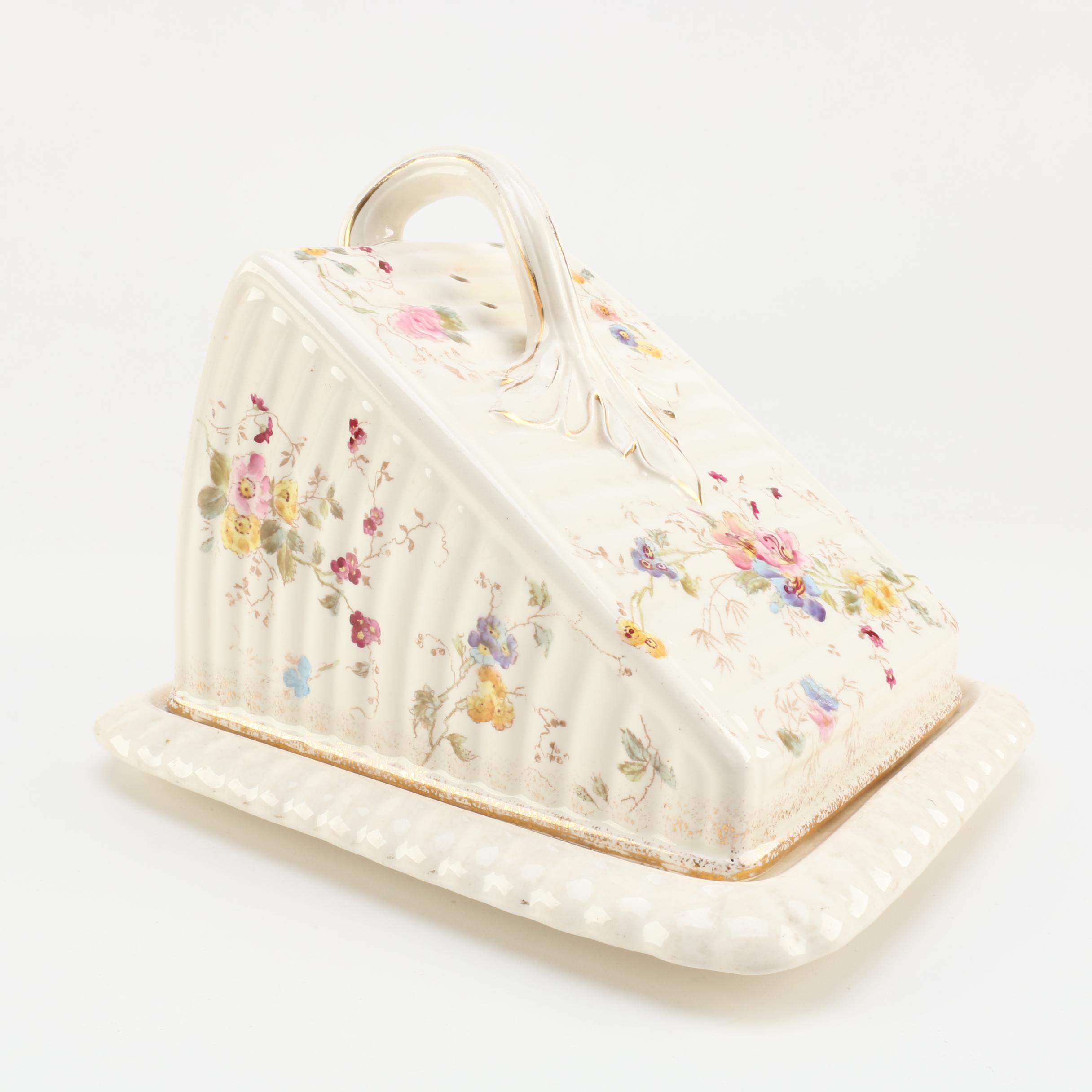 Floral Patterned Ceramic Cheese Keeper