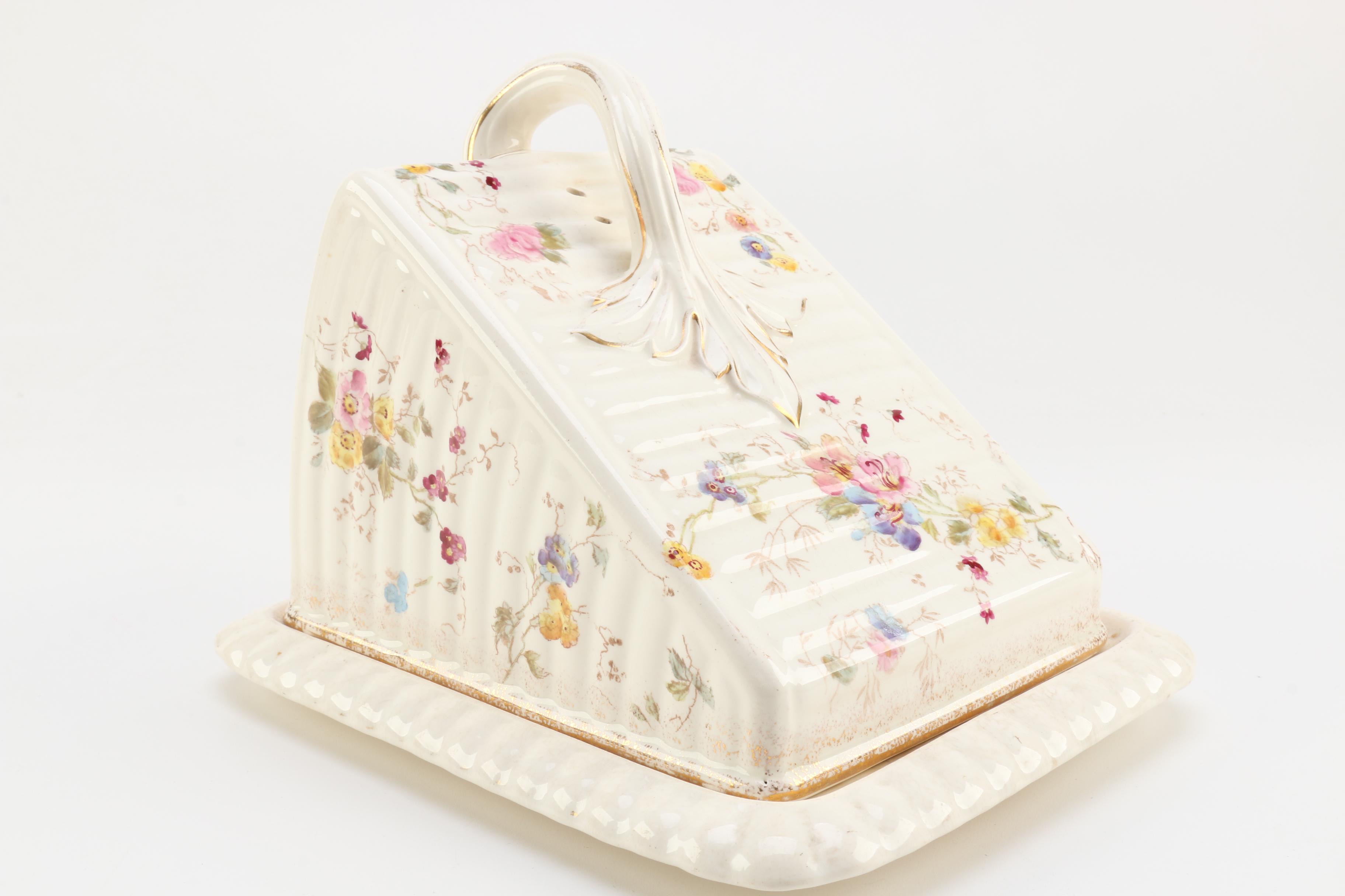 Floral Patterned Ceramic Cheese Keeper