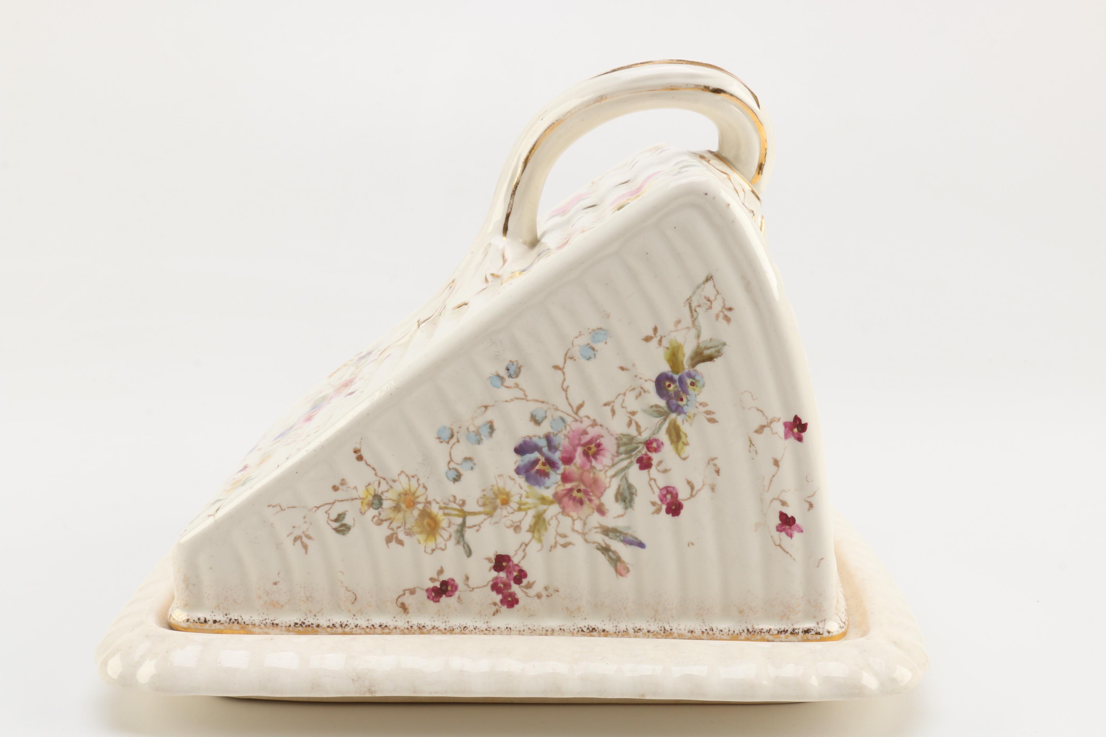 Floral Patterned Ceramic Cheese Keeper