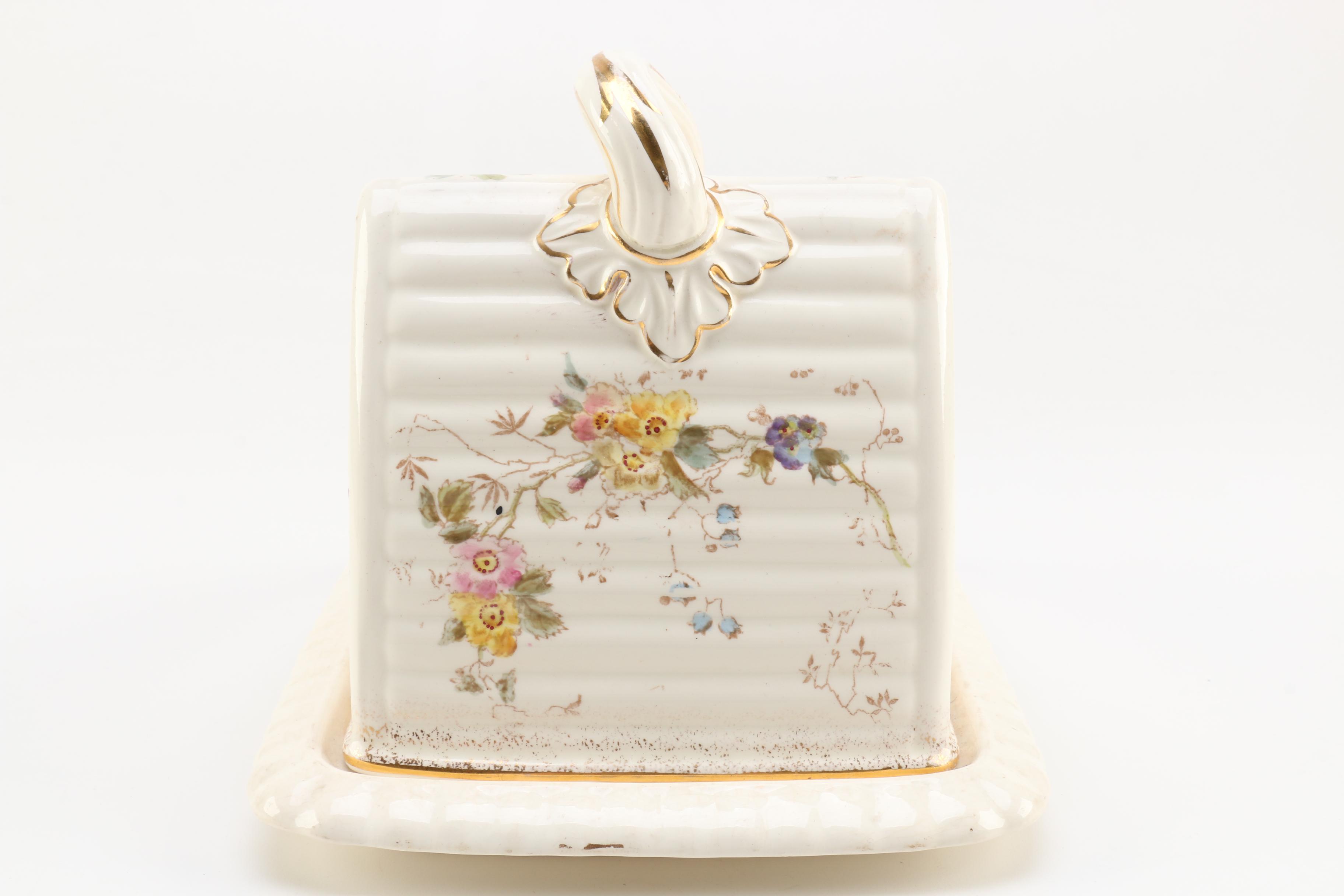 Floral Patterned Ceramic Cheese Keeper