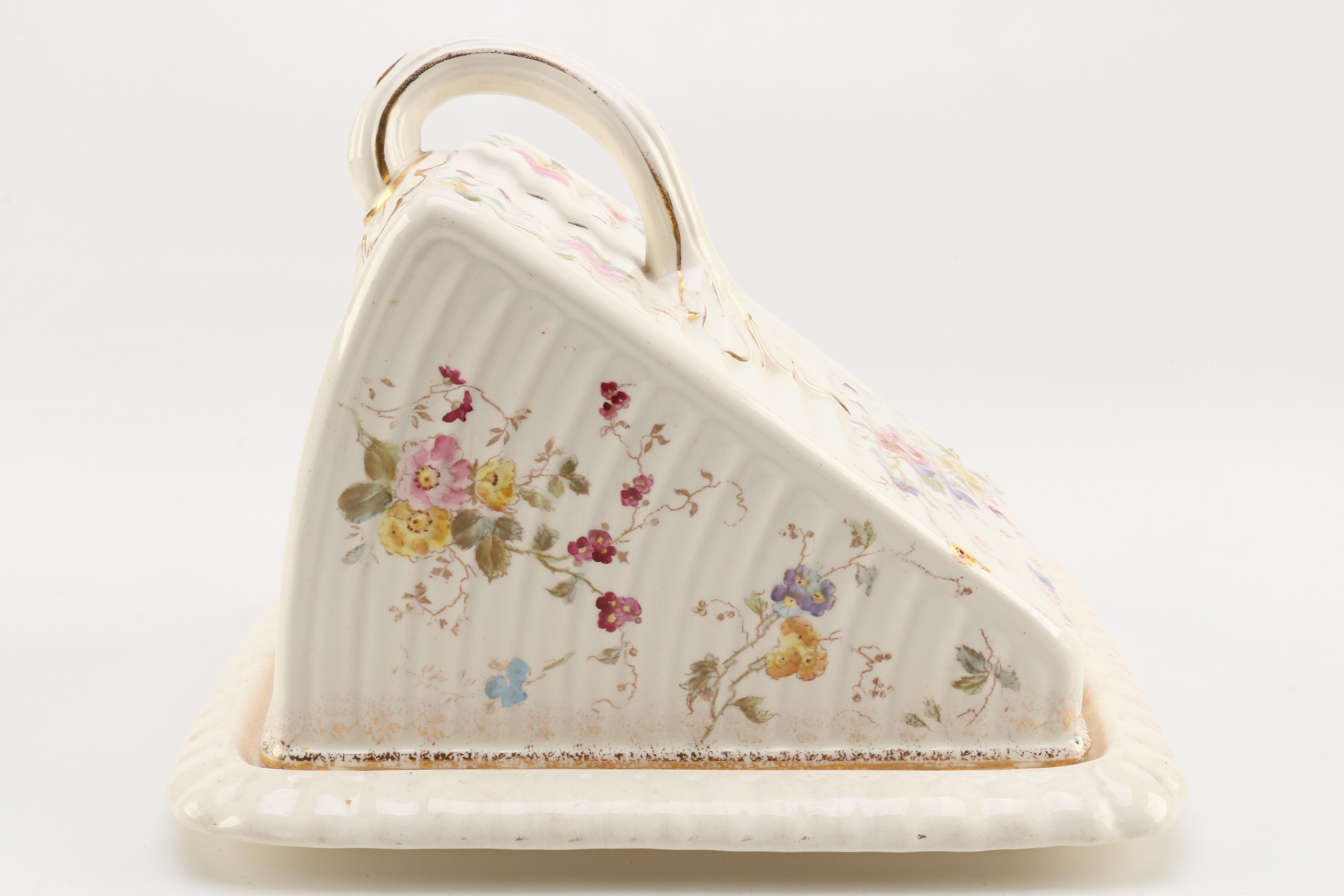 Floral Patterned Ceramic Cheese Keeper