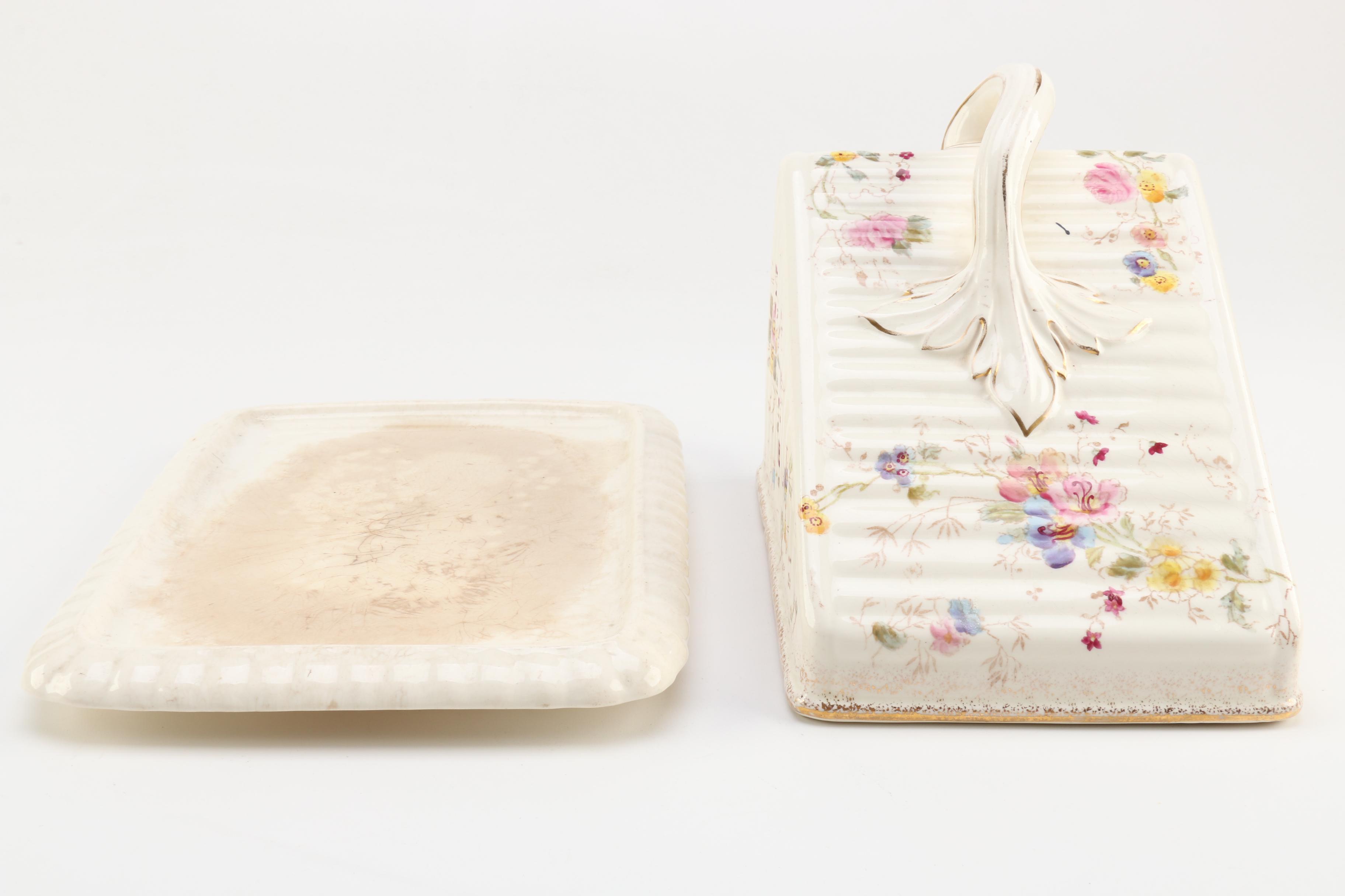 Floral Patterned Ceramic Cheese Keeper