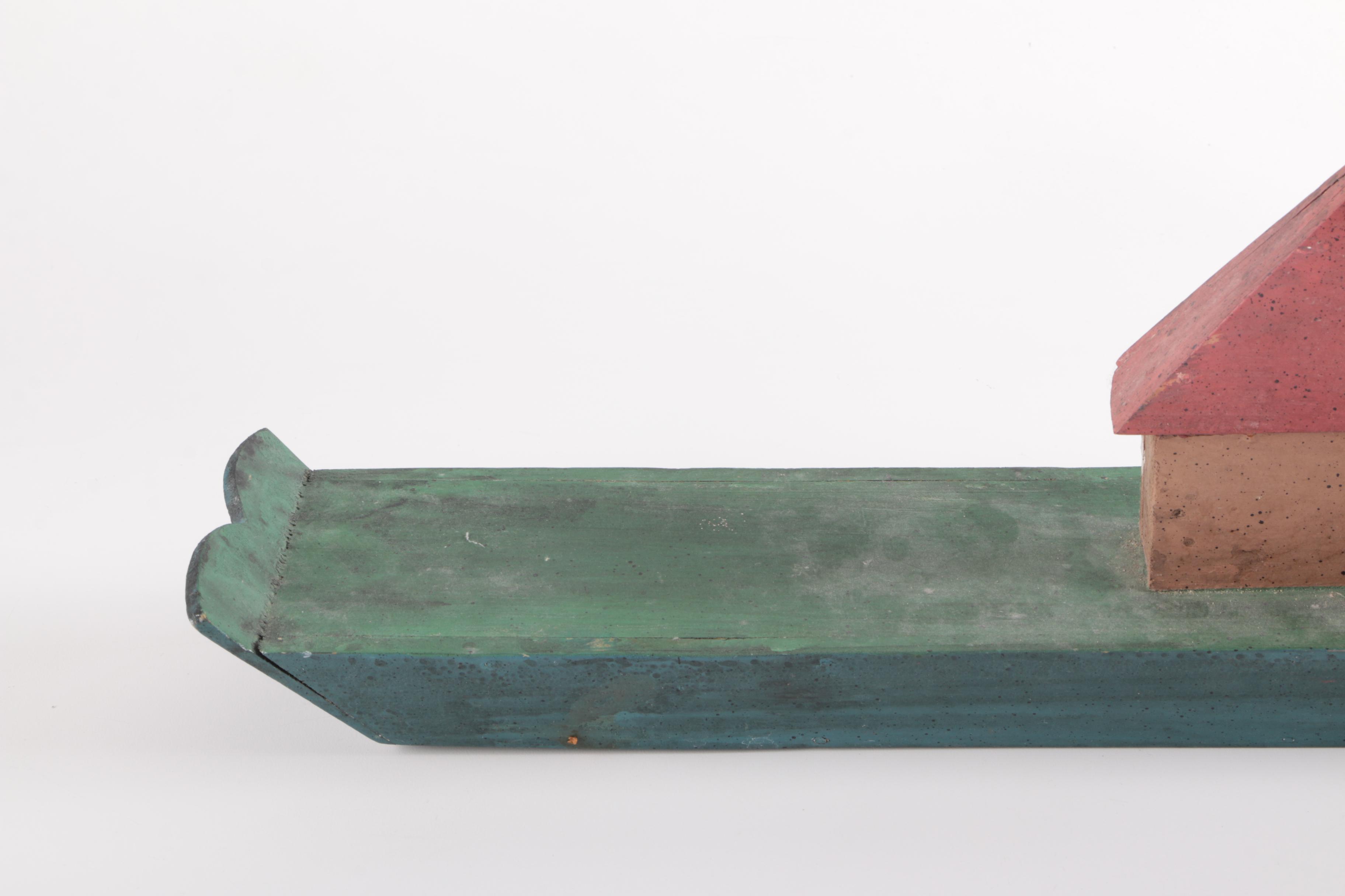 Carved Wooden Candle Boat