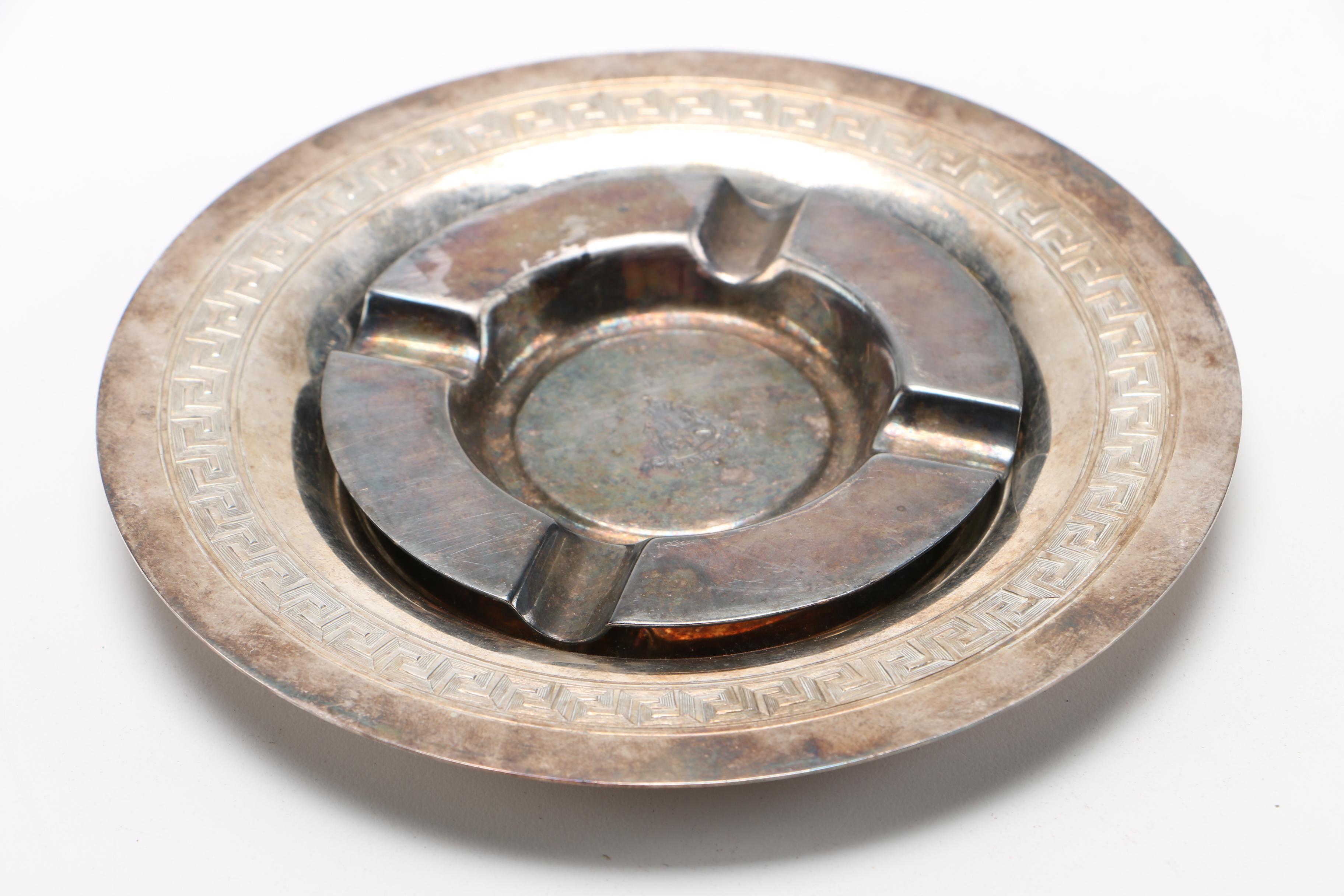 Vintage Silver Plate Crumb Catcher and Ashtray