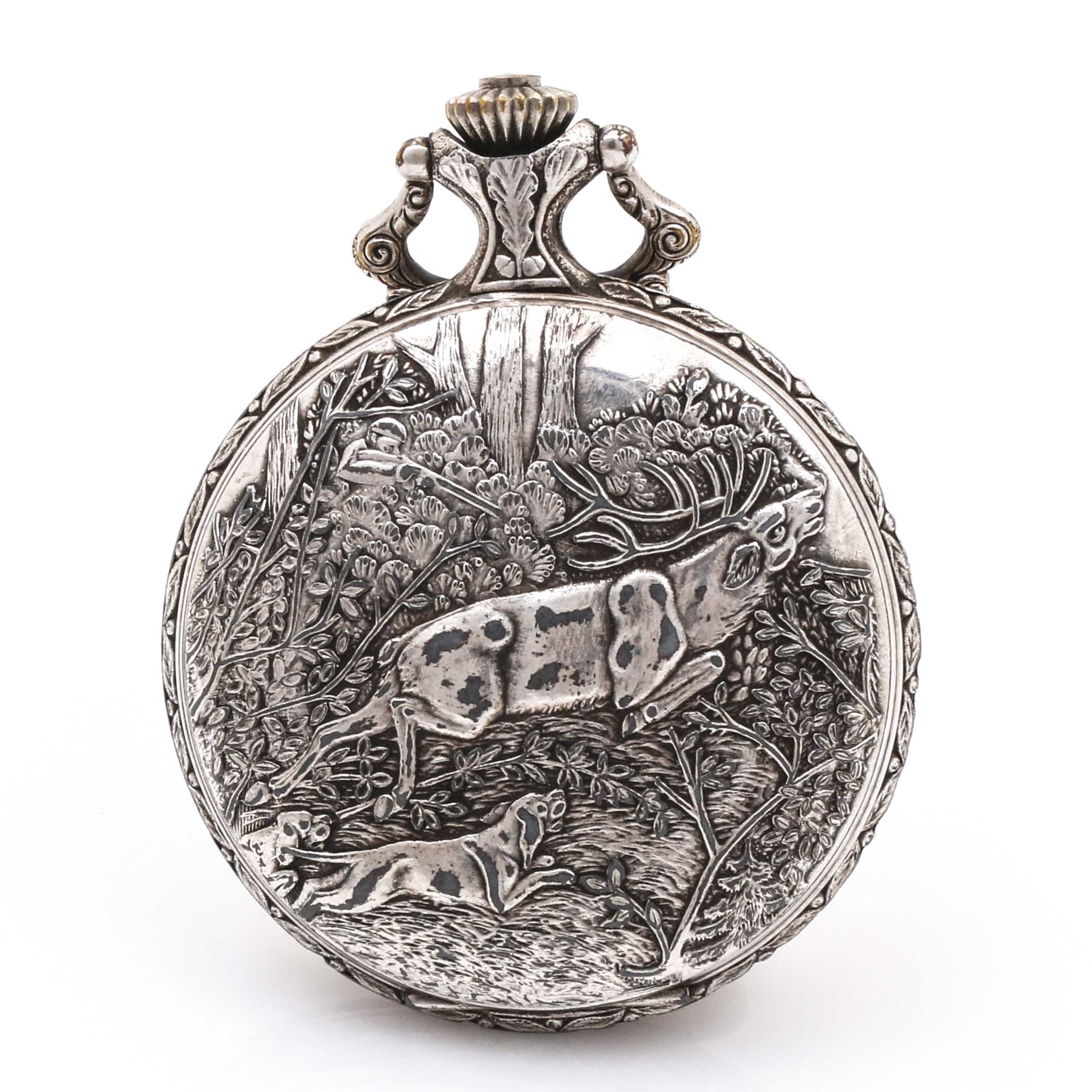 Vintage Ever Swiss Deer Hunter Pocket Watch