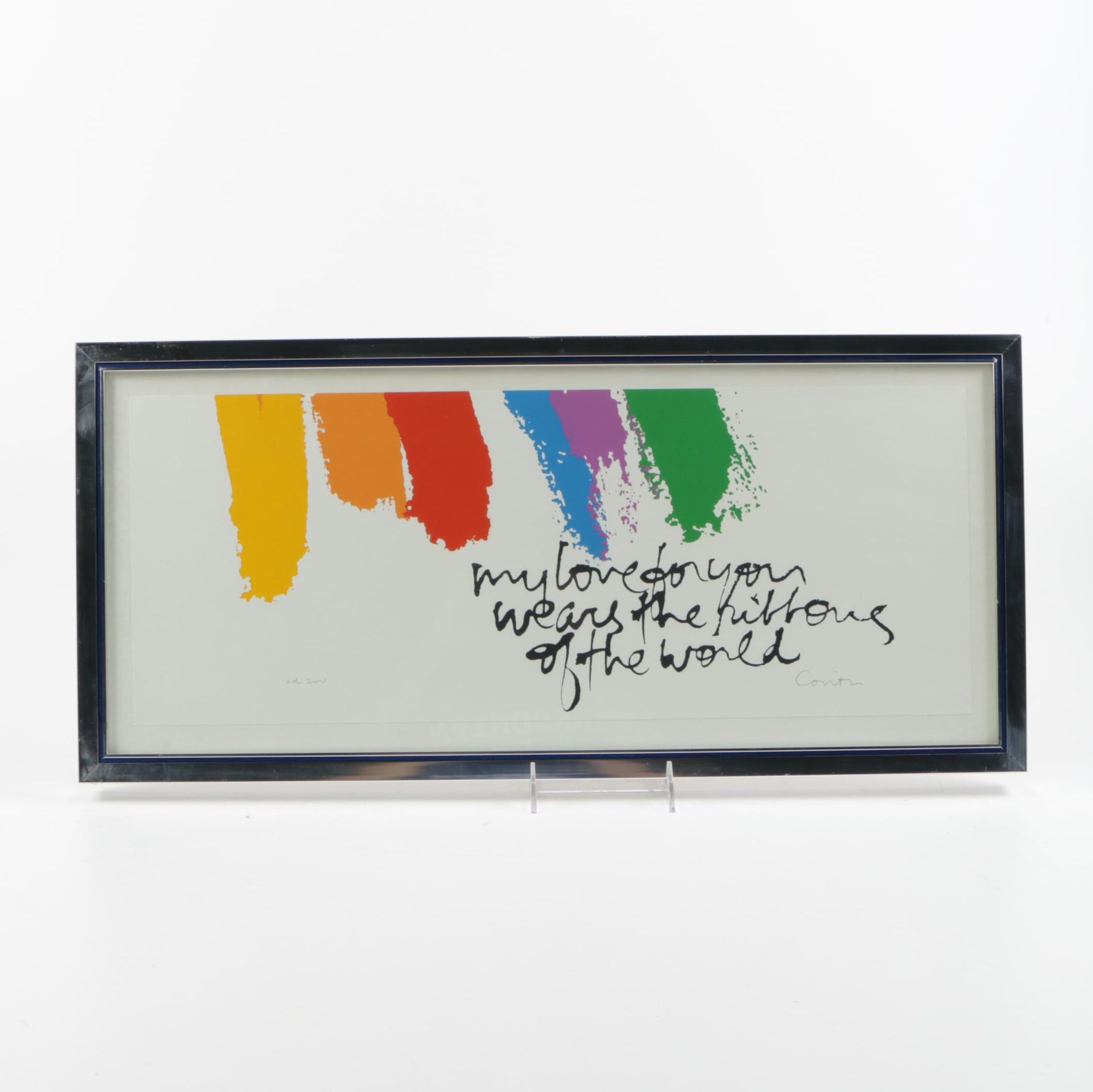 Corita Kent Serigraph Print "Ribbons of the World"