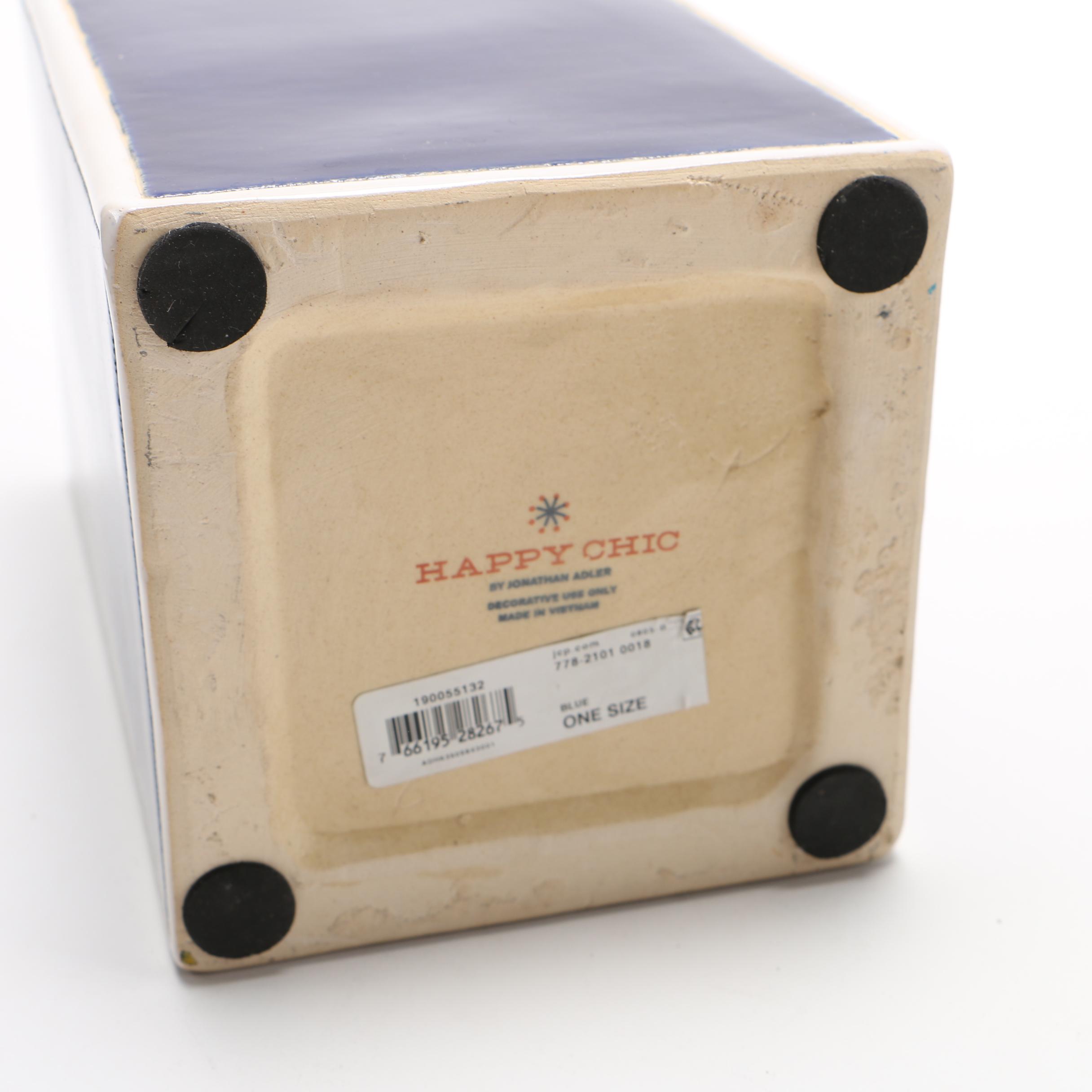 Jonathan Adler "Happy Chic" Blue and White Ceramic Jar