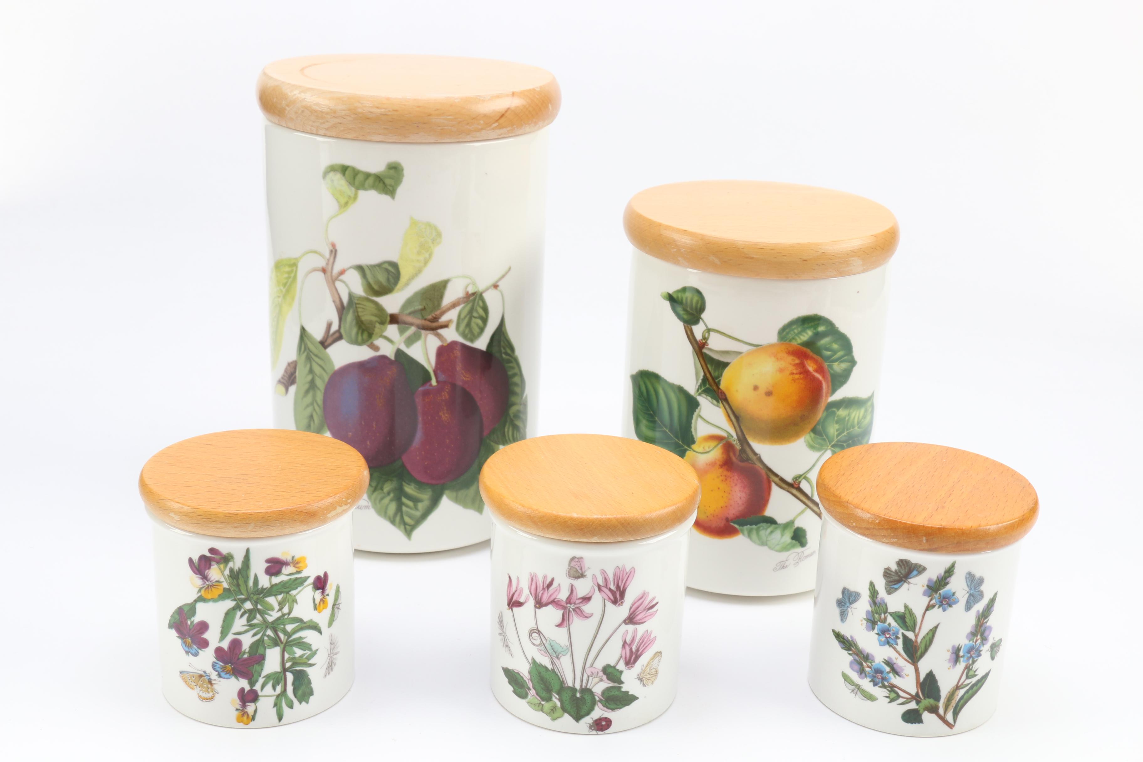 Portmeirion Botanical and Fruit Themed Ceramic Canisters